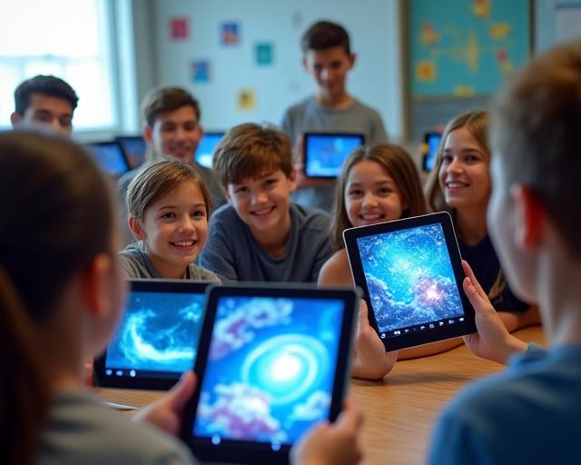 Students learning through AR weather simulation